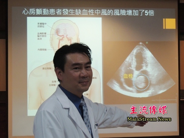 台南市立醫院心臟內科醫師吳柏青說，心房顫動引發中風非死即傷。(記者蔡宗憲攝)