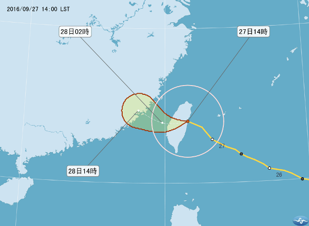 梅姬颱風路徑預測。(圖中央氣象局)