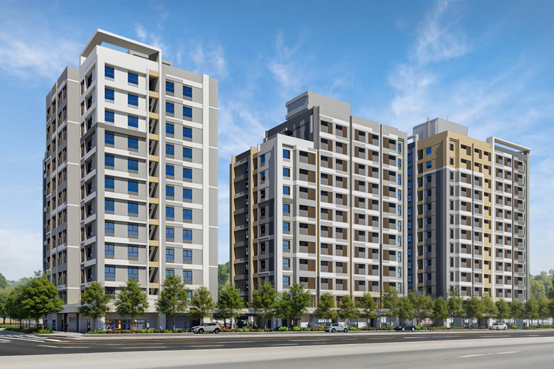 國家住都中心台南東區「平實安居D」社會住宅模擬圖。