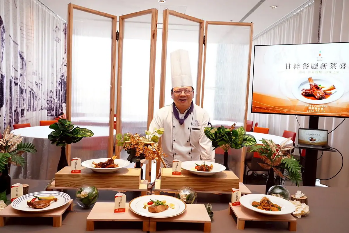 台南老爺行旅以「從銀幕到餐桌」為策劃主軸,串聯美食與展覽。
