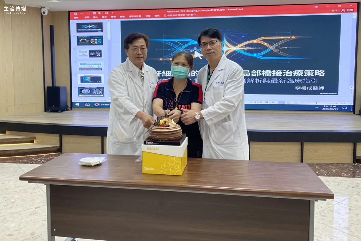 邱女士晚期肝癌到台南市立醫院就醫，治療後胎兒蛋白指標降回正常範圍。(記者吳敏慈攝)
